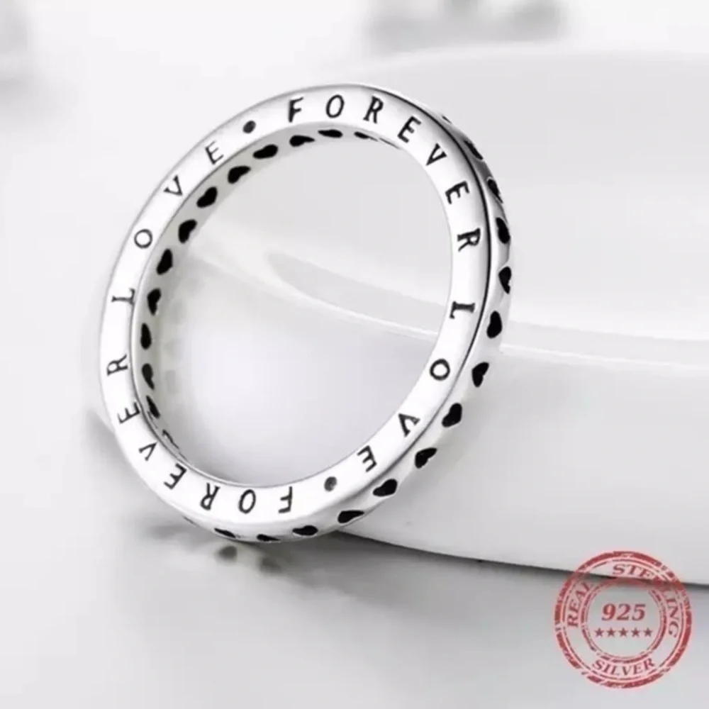 925 Sterling Silver Hollow Hearts Stackable Ring